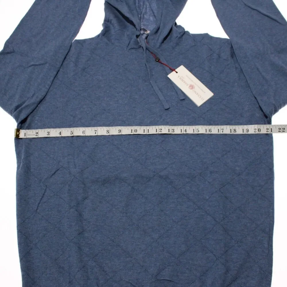 Luciano Barbera NWT Hooded Sweater Size 54 US XL in Blue 100% Cotton - Picture 4 of 8